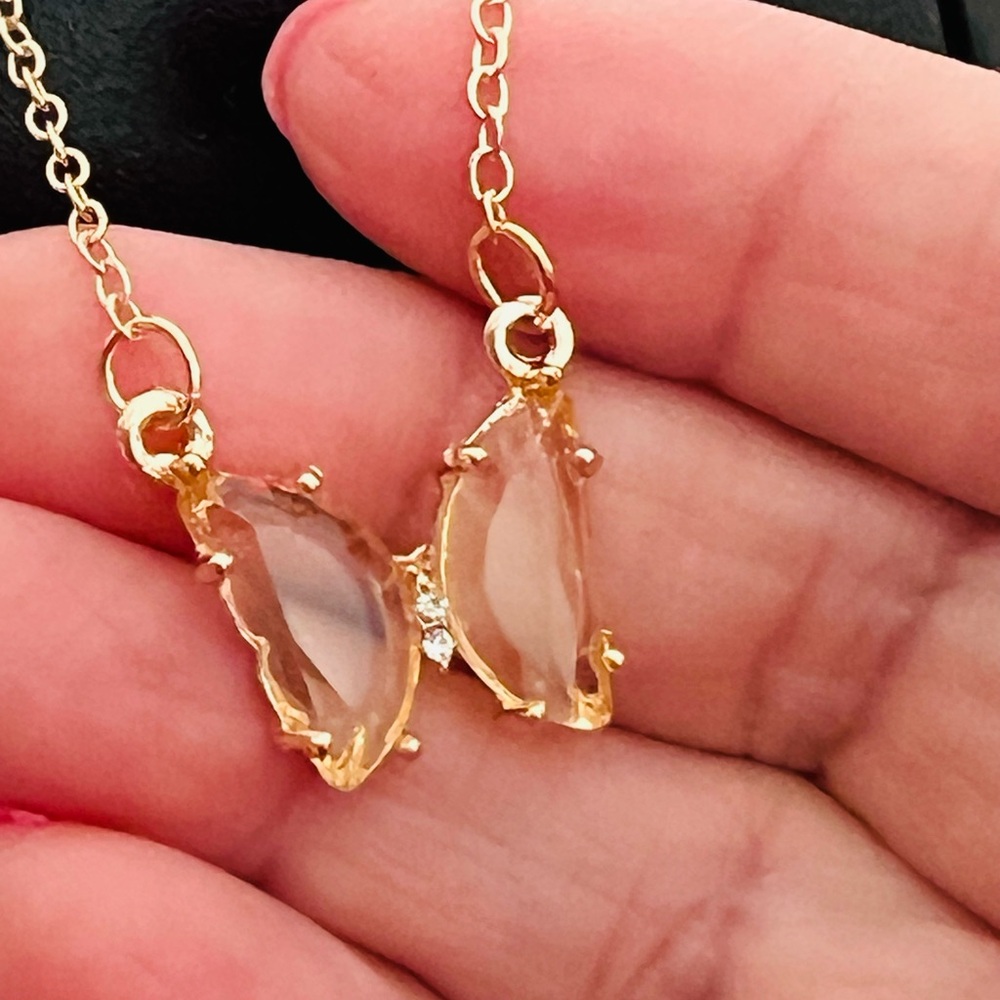 14KGP Yellow butterfly pendant & necklace